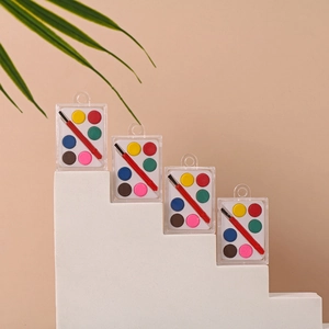 6-color solid watercolor paint set in a clear mini box with a portable brush for kids