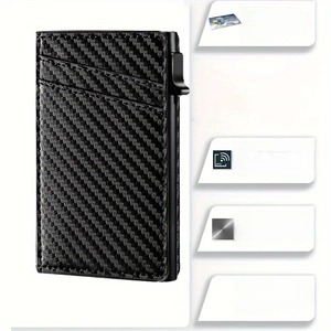 Carbon fiber texture metal wallet with RFID blocking and pop-up aluminum card holder