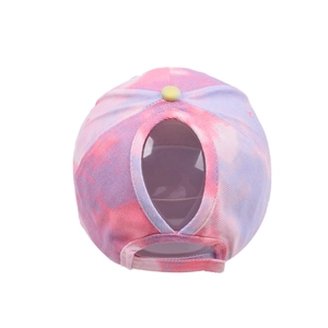 Women's summer tie-dye ponytail baseball cap with back opening and adjustable closure