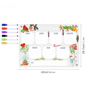 Acrylic weekly planner for fridge with dimensions 42x29.7cm and six colorful markers