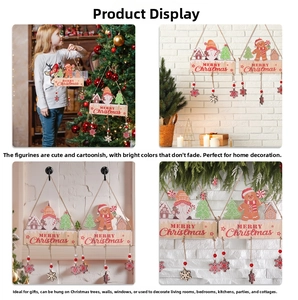 Detailed view of wooden Christmas tree ornaments featuring gingerbread man and gnome figures