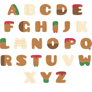 Stickers muraux 26 lettres anglaises pain d'épices de Noël pour décor de fête