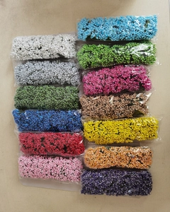 Assorted colorful DIY craft flower stamen berry beads in transparent bulk bags