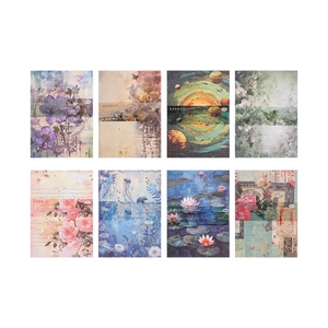 Set of 8 vintage style 100pcs scrapbooking material paper books with floral and star designs