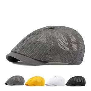 Breathable mesh newsboy cap for men and women available in four classic colors