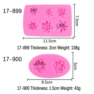 Set stampi in silicone peonia e loto per candele e sapone con dimensioni dettagliate
