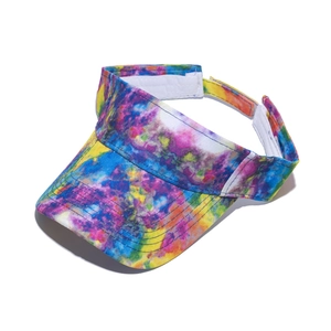 Vibrant colorful tie-dye sports sun visor hat for outdoor sun protection and travel