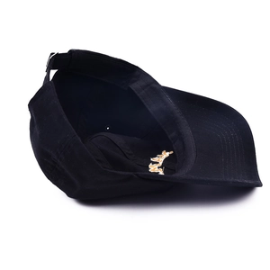 Black cotton baseball cap with MAMA embroidery and adjustable metal buckle strap