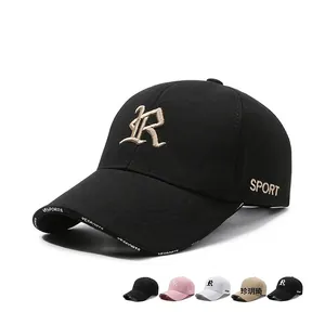 3D R Letter Embroidery Baseball Cap Adjustable Curved Brim Polyester Sport Sun Hat For Men Women Unisex