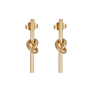 Boucles D'oreilles À Nœud Acier Titane Irrégulier Barre Longue Bijoux Géométriques Minimalistes Pour Femmes Accessoire Tendance