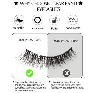 Detailed comparison showing clear band eyelashes features versus solid eyelash straps