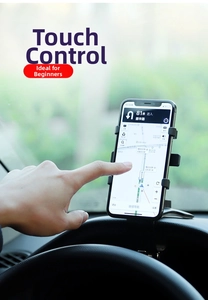 Car phone holder on dashboard showing easy one-handed operation for navigation