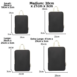 Size chart showing S to XL dimensions for waterproof compression travel storage bags