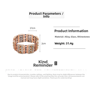 Detail view of retro beaded bracelet with orange rhinestones and gold alloy frame