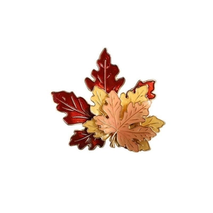 Luxury maple leaf brooch with enamel gradient colors and gold metallic finish
