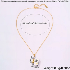 Detailed size specifications for the stainless steel envelope locket with star engraving