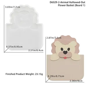 Macro view of lion animal shaped silicone mold with detailed product dimensions for DIY crafts