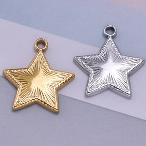 Polished 304 stainless steel star pendants in gold and silver with radial texture