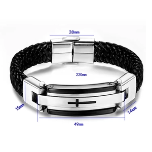 Specifiche dettagliate sulle dimensioni per bracciale in pelle intrecciata da uomo