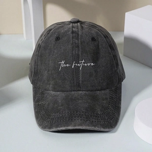 Vintage Washed Cotton Baseball Cap Embroidered The Future Letter Adjustable Breathable Sun Shade Casual Retro Hat