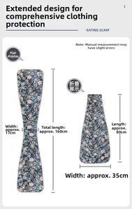 Guide des tailles du bavoir adulte imperméable avec dimensions et motif floral élégant
