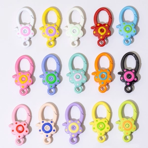 Colorful flower shaped spring ring lobster clasps for DIY jewelry and bag accessories