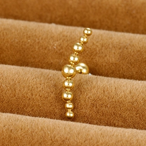 Gold curved bead cluster stud earrings in polished stainless steel for cartilage piercing