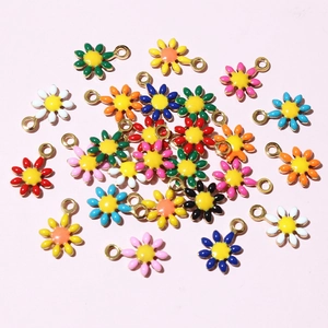 Daisy Flower Charms Stainless Steel Gold Plated Enamel Tiny Colorful For DIY Jewelry Making Earrings Bracelet