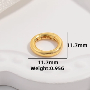 Polished S925 sterling silver 11.7mm gold spring ring clasp for necklace and bracelet