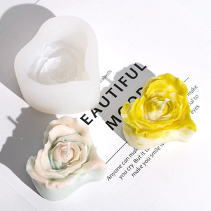 Rosen-Herzform Silikon-Kerzenform mit 3D-Blumentextur für DIY-Handwerksprojekte
