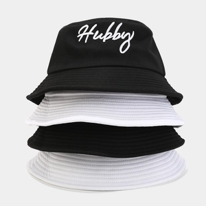 Bucket Hat Cotton Hubby Wifey Letter Embroidered Wedding Travel Sun Protection Outdoor Casual For Couples