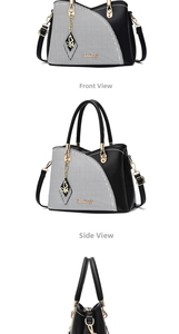 Detailed front and side view of large capacity plaid tote bag with butterfly pendant
