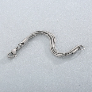 Polished silver stainless steel lobster clasp and multilayer chain extension set