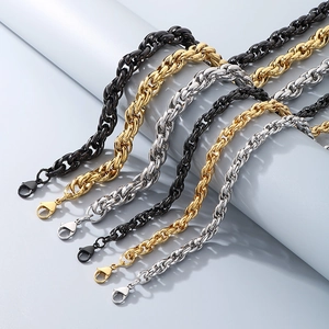 Collier Chaîne Torsadée En Acier Inoxydable Grosse Maille Style Hip Hop Punk Bijou Unisexe Poli Accessoire