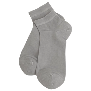 Minimalist grey silk-blend ankle socks for women with breathable knit texture
