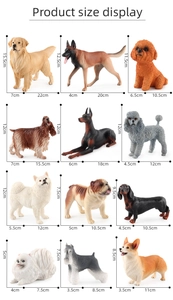 Detailed size chart for 12 pieces realistic dog animal figurines collection