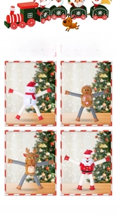 Foursome set of Christmas pop tube toys featuring Santa, Reindeer, Snowman, and Gingerbread Man