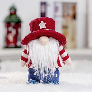 Patriotic USA Independence Day gnome with red star hat and white beard festival decor