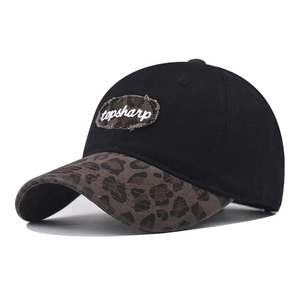 Casquette De Baseball Coton Bord Imprimé Léopard Réglable Protection Solaire Streetwear Chapeau Hommes Femmes