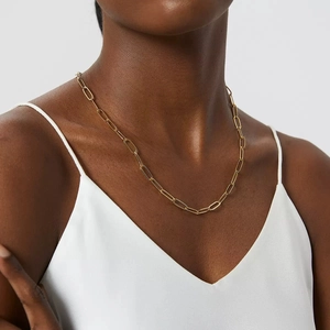 Minimalist Copper Paperclip Chain Necklace For Women Satellite Chain Clavicle Collar Necklace Western Style Fashion Jewelry Gift