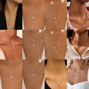 Copper Gold Plated Natural Freshwater Pearl Necklace Elegant Minimalist Y-Shaped Lariat Pendant Jewelry For Women