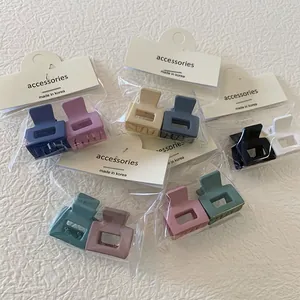 Matte square hair claws in assorted macaron colors with professional retail packaging