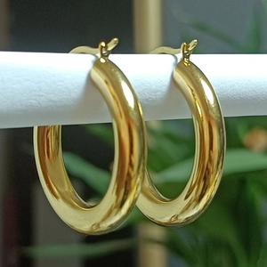 Boucles D Oreilles Créoles Épaisses Acier Inoxydable 304 Lisse Poli Géométrique Chic Bijoux Mode Pour Femmes