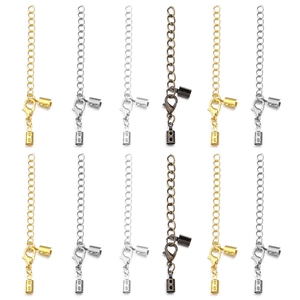 Lobster Clasps And Extension Chains With Cord End Caps Copper DIY Jewelry Making Connectors Electroplated Components
