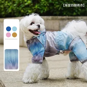 Hunde Regenmantel Wasserdicht Polyester Kapuze Vier Beine Haustier Regenjacke Mit Reflexstreifen Tie Dye Für Kleine Hunde