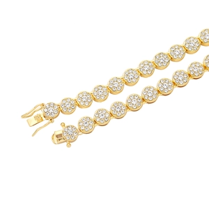Sparkling gold iced-out Cuban link chain necklace with clear zircons for hip hop style