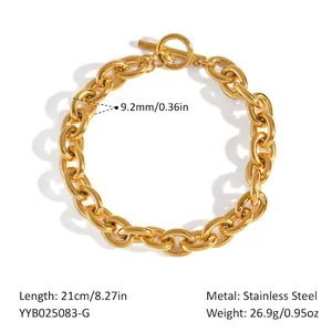 Détail du bracelet en acier inoxydable doré 18K avec fermoir à bascule et longueur 21cm
