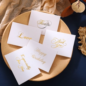 Minimalist Greeting Cards With Envelopes Gold Stamping Thank You Happy Birthday Best Wishes Elegant Gift Cards