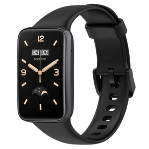 Detail view of black silicone replacement strap for Xiaomi Mi Band 7 Pro smart watch