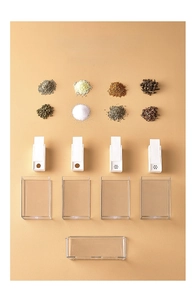 Close-up of spice box lid showing dual dispensing holes for fine and coarse spices